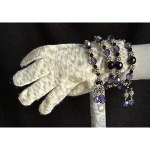 Iridescent Bracelet Purple & Black MultiBeads & Dangles Memory Wire for Any Size